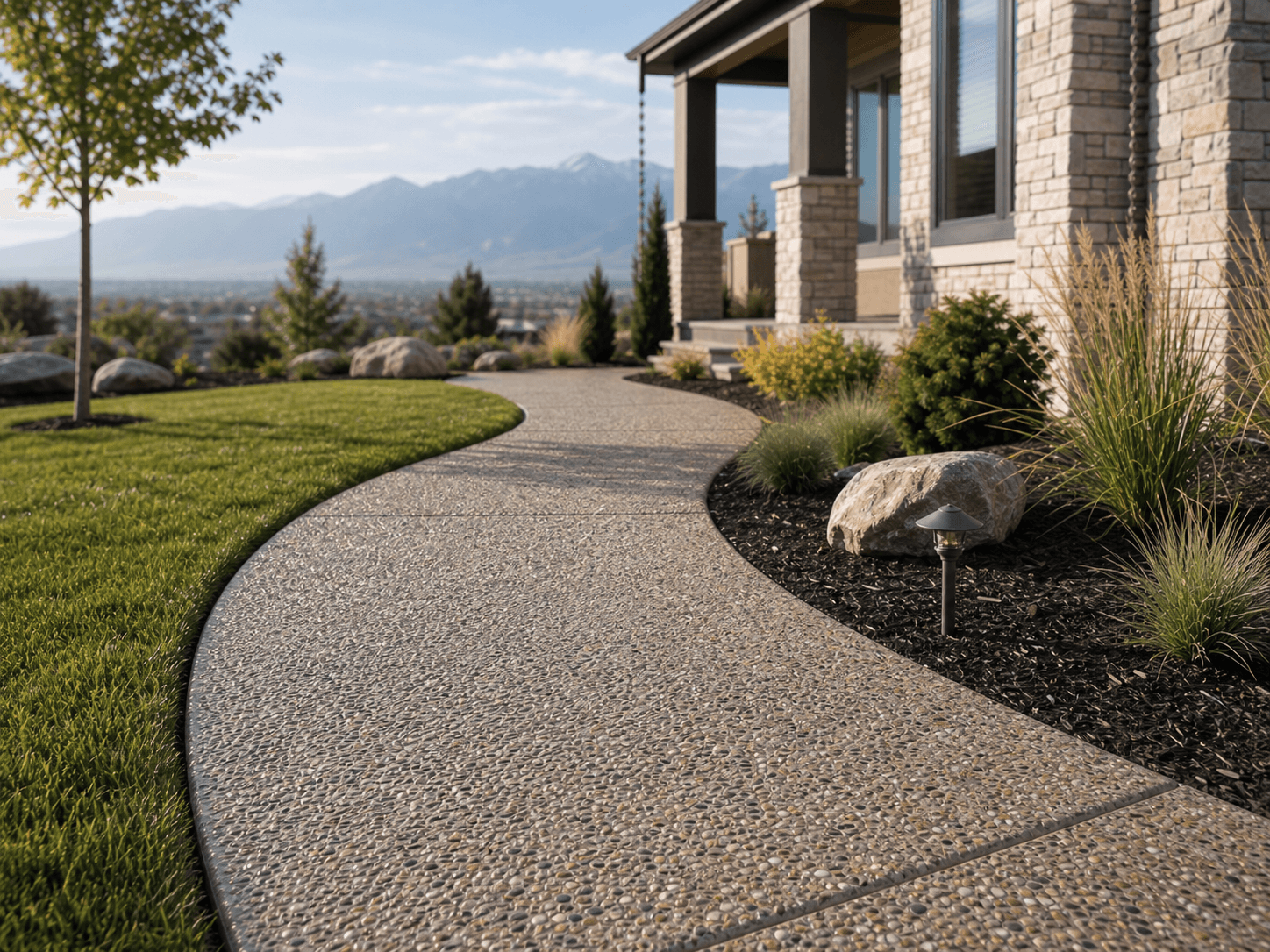 Exposed-aggregate walkway