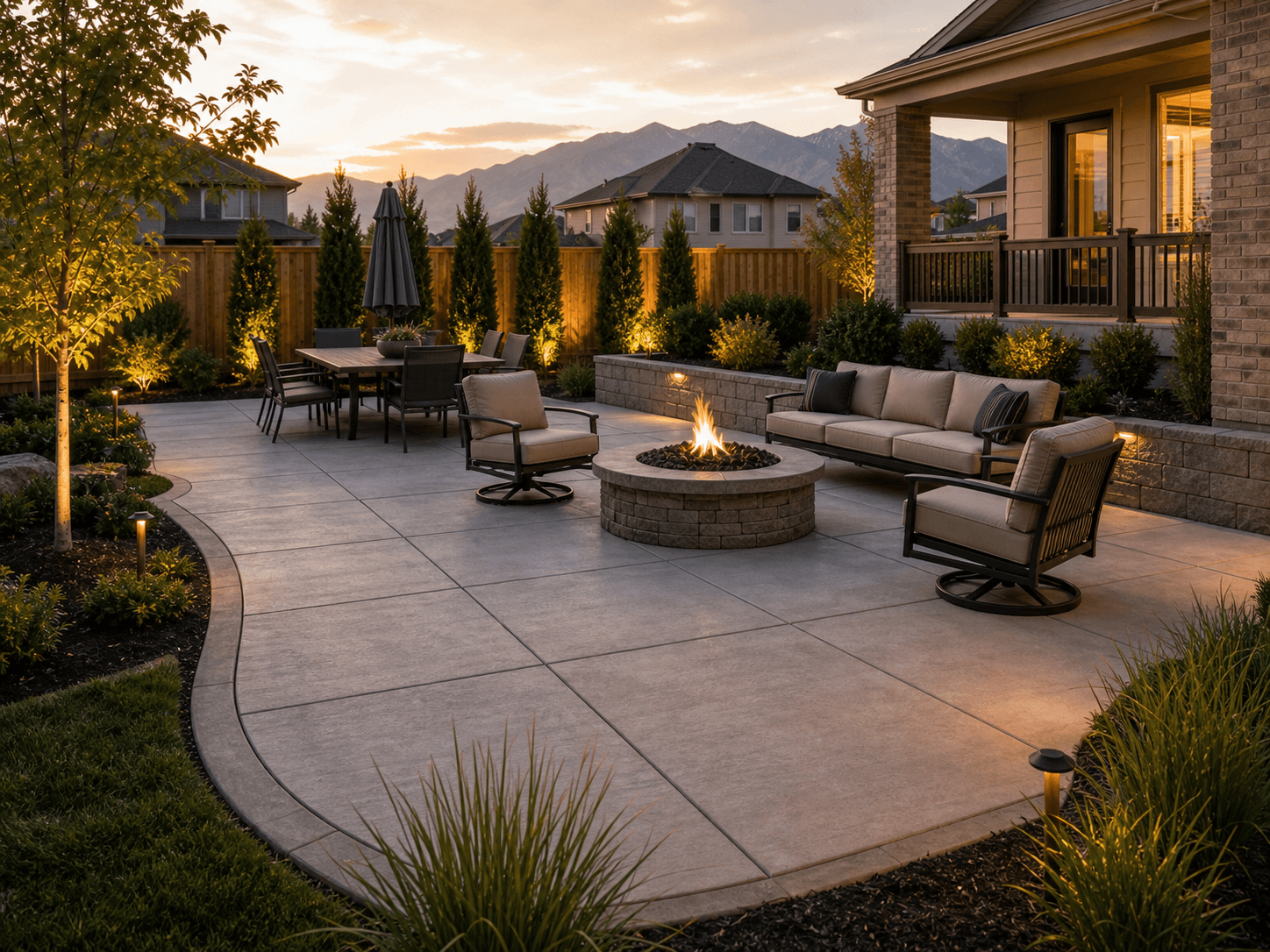 Backyard living patio pour